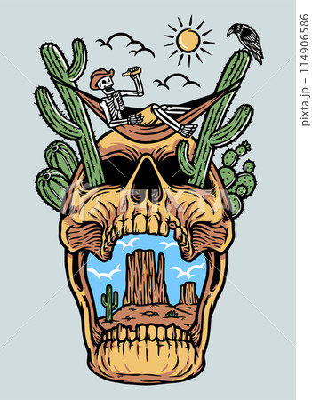 Skull relaxing in the desert 114906586