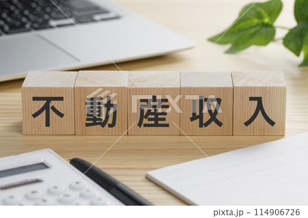 不動産収入と書かれた積み木のブロック 不動産収入と書かれた積み木のブロック 114906726