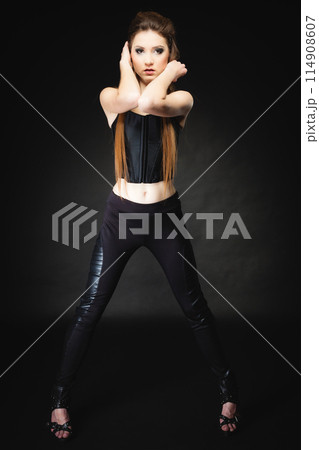 Subculture beauty punk girl in full length Subculture beauty punk girl in full length 114908607
