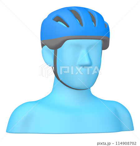 自転車用品のイラスト素材 ヘルメット(1_1_6)青 着用イメージ 自転車用品のイラスト素材 ヘルメット(1_1_6)青 着用イメージ 114908702