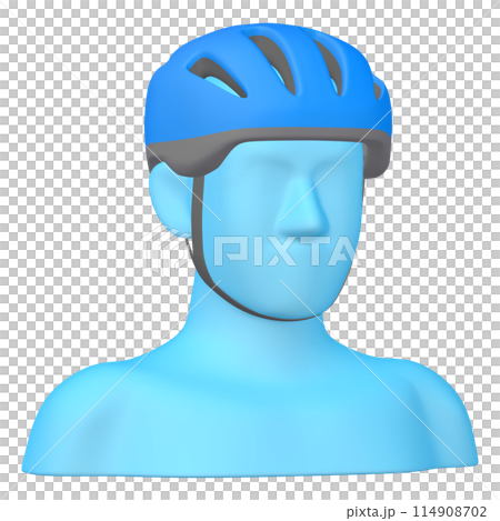 自転車用品のイラスト素材 ヘルメット(1_1_6)青 着用イメージ 自転車用品のイラスト素材 ヘルメット(1_1_6)青 着用イメージ 114908702