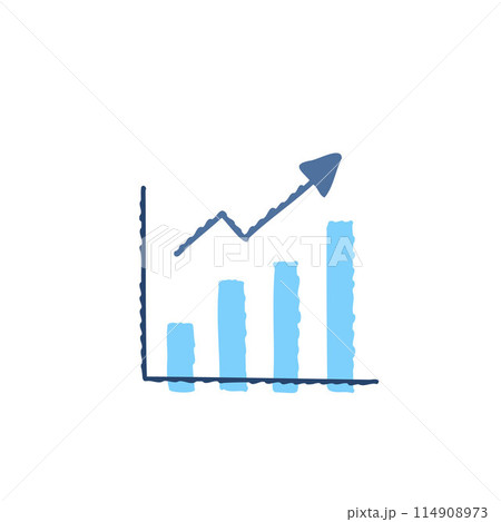 上昇の矢印と棒グラフ 上昇の矢印と棒グラフ 114908973
