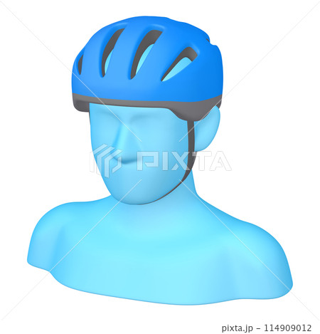 自転車用品のイラスト素材　ヘルメット（1_2_4）青　着用イメージ 114909012