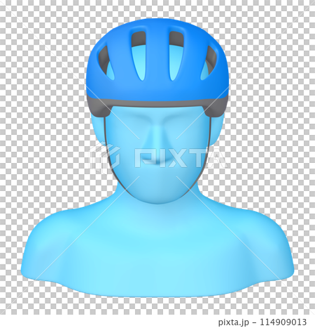 Bicycle accessories illustration material Helmet (1_2_5) Blue Wearing image 114909013