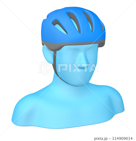 自転車用品のイラスト素材 ヘルメット(1_2_6)青 着用イメージ 自転車用品のイラスト素材 ヘルメット(1_2_6)青 着用イメージ 114909014