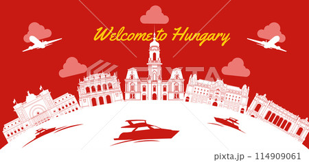 Hungary famous landmark silhouette style Hungary famous landmark silhouette style 114909061