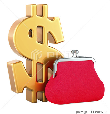 Coin purse with dollar symbol, 3D rendering 114909708