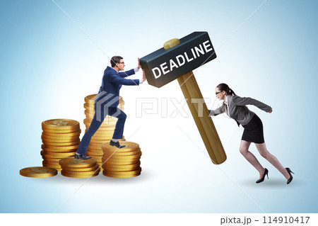Business people in deadline concept 114910417