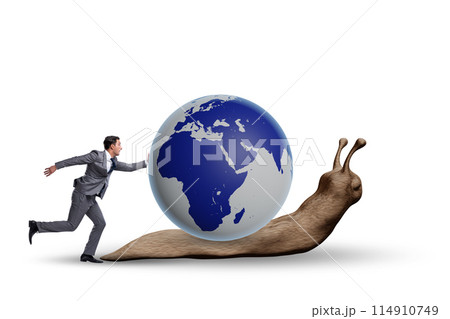 Businessman in slow business global business concept 114910749