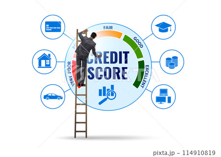 Credit score concept with businessman Credit score concept with businessman 114910819