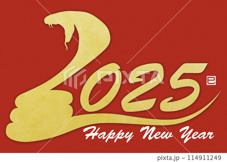 2025年　筆文字のシンプルなシルエット（年賀状素材） 114911249