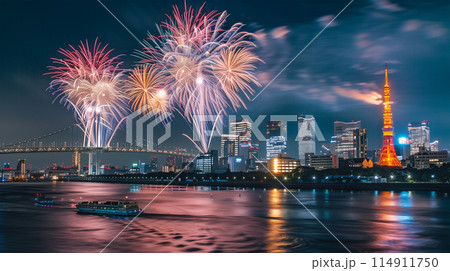 東京の打ち上げ花火のイメージ 114911750