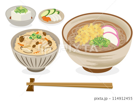 食事_和食_麺類_そば定食_かやくご飯 食事_和食_麺類_そば定食_かやくご飯 114912455
