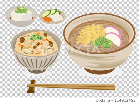 Meals_Japanese food_Noodles_Soba set meal_Vegetable rice 114912455