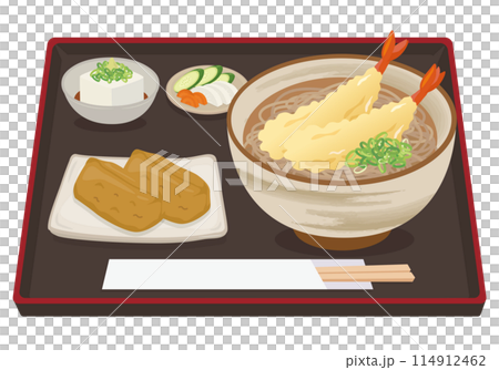 Meals_Japanese food_Noodles_Tempura soba set meal_Inari sushi Meals_Japanese food_Noodles_Tempura soba set meal_Inari sushi 114912462