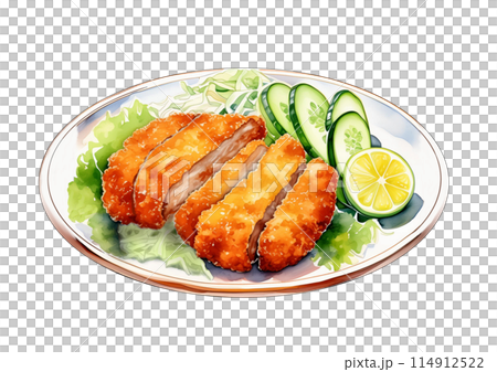 Tonkatsu served on a plate - AI-generated image 114912522