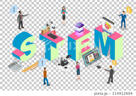 3D Isometric Flat  Illustration of STEM, Science, Technology, Engineering and Mathematics 114912604