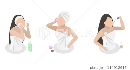 3D Isometric Flat  Illustration of Skin Care, Beauty Routine 114912615