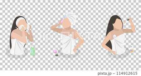 3D Isometric Flat  Illustration of Skin Care, Beauty Routine 114912615