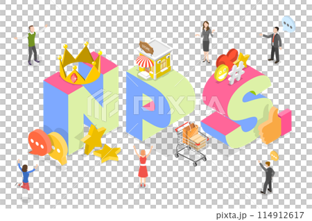 3D Isometric Flat Illustration of NPS, Net Promoter Score 3D Isometric Flat Illustration of NPS, Net Promoter Score 114912617