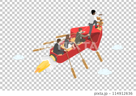 3D Isometric Flat Illustration of Leadership , Teamwork Success 3D Isometric Flat Illustration of Leadership , Teamwork Success 114912636