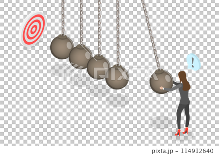 3D Isometric Flat Illustration of Newtons Cradle, Experiment, Education and Training 3D Isometric Flat Illustration of Newtons Cradle, Experiment, Education and Training 114912640