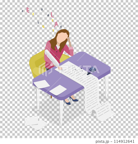3D Isometric Flat Illustration of Creative Profession of Writer, Creativity and Literature 3D Isometric Flat Illustration of Creative Profession of Writer, Creativity and Literature 114912641