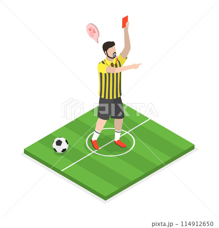 3D Isometric Flat Illustration of Soccer Judge, Football Referee 3D Isometric Flat Illustration of Soccer Judge, Football Referee 114912650