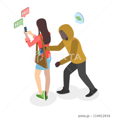 3D Isometric Flat  Illustration of Robbery, Crime and Burglary 114912658