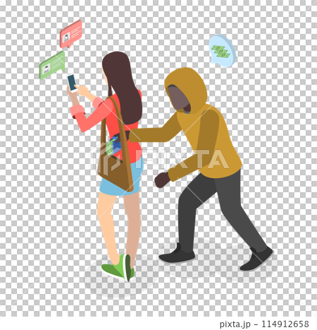 3D Isometric Flat  Illustration of Robbery, Crime and Burglary 114912658