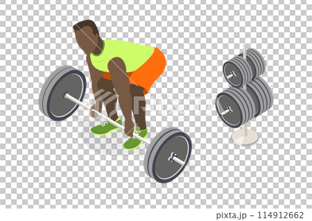 3D Isometric Flat  Illustration of Strong Sportsman , Active Lifestyle 114912662