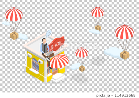 3D Isometric Flat Illustration of Dropshipping Business Model, E-store and E-commerce Business 3D Isometric Flat Illustration of Dropshipping Business Model, E-store and E-commerce Business 114912669