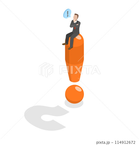 3D Isometric Flat  Illustration of Hidden Reason, Uncertainty and Suspicion 114912672