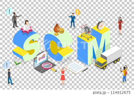 3D Isometric Flat  Illustration of SCM, Logistics Supply Chain Management 114912675