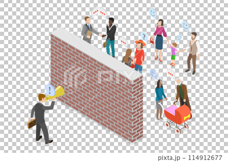 3D Isometric Flat Illustration of Politician Making a Promise, Lying and Corruption 3D Isometric Flat Illustration of Politician Making a Promise, Lying and Corruption 114912677