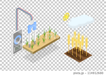 3D Isometric Flat  Illustration of Soil Moisture Sensor, Smart Farming 114912680