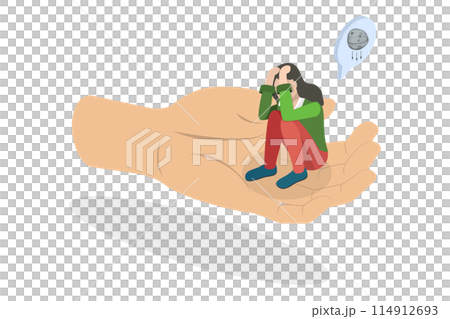 3D Isometric Flat  Illustration of Helping Hand, Psychotherapy, Counseling and Psychological Support 114912693