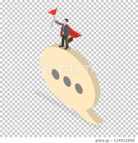 3D Isometric Flat  Illustration of High Communication Skill, Storytelling or Explanation 114912698