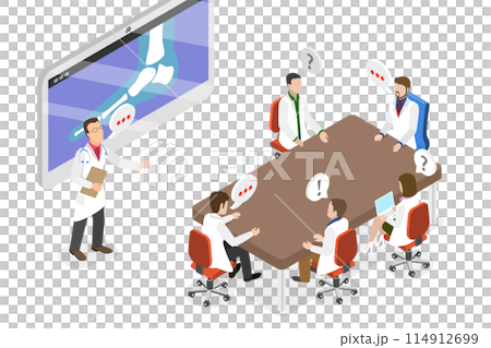 3D Isometric Flat  Illustration of Medical Conference, Science Presentation 114912699