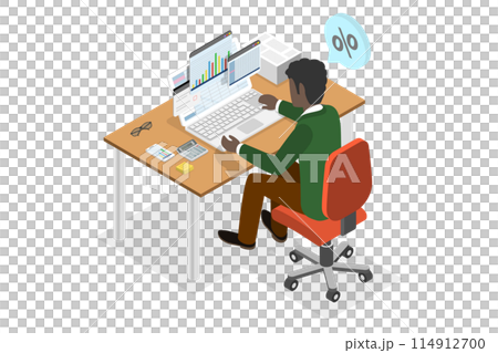 3D Isometric Flat  Illustration of Electronic Invoice, Accounting and Financial Management 114912700