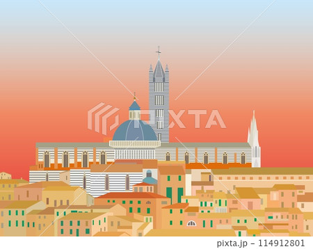 シエナ siena シエナ大聖堂 duomo di siena トスカーナ toscana 夕景 シエナ siena シエナ大聖堂 duomo di siena トスカーナ toscana 夕景 114912801