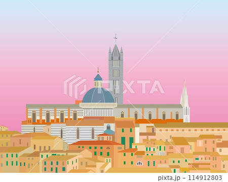 シエナ　siena　シエナ大聖堂　duomo di siena　トスカーナ　toscana　夕景 114912803