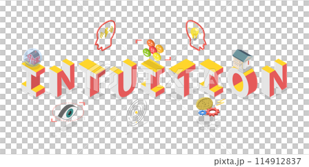3D Isometric Flat  Conceptual Illustration of Intuition, Inner Feelings and Sensations, Unconsciously Decisions Making 114912837