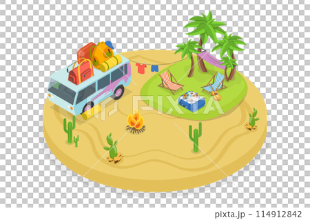 3D Isometric Flat  Icon of Camping Vacation, Outdoor Recreational Activities 114912842
