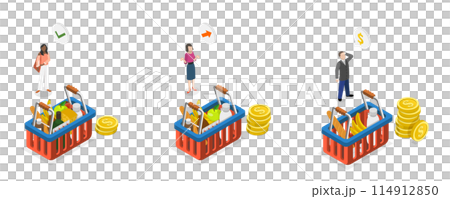3D Isometric Flat Conceptual Illustration of Consumer Price Index Growth , Inflation and Financial Crisis 3D Isometric Flat Conceptual Illustration of Consumer Price Index Growth , Inflation and Financial Crisis 114912850