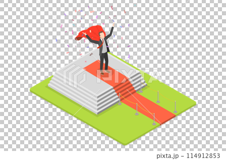 3D Isometric Flat Conceptual Illustration of Super Hero Businessman, VIP Event, Luxury Celebration 3D Isometric Flat Conceptual Illustration of Super Hero Businessman, VIP Event, Luxury Celebration 114912853