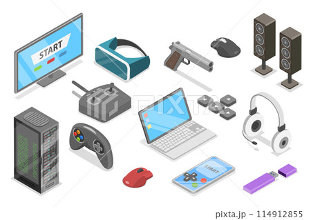 3D Isometric Flat Set of Gaming Items, eSport or Cyber Sport 3D Isometric Flat Set of Gaming Items, eSport or Cyber Sport 114912855