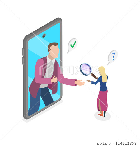 3D Isometric Flat  Conceptual Illustration of KYC, Know Your Customer, Anti-Money Laundering Guidelines 114912858