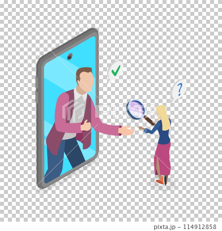 3D Isometric Flat  Conceptual Illustration of KYC, Know Your Customer, Anti-Money Laundering Guidelines 114912858