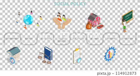 3D Isometric Flat Conceptual Illustration of Social Policy, Infographics Elements Set 3D Isometric Flat Conceptual Illustration of Social Policy, Infographics Elements Set 114912873